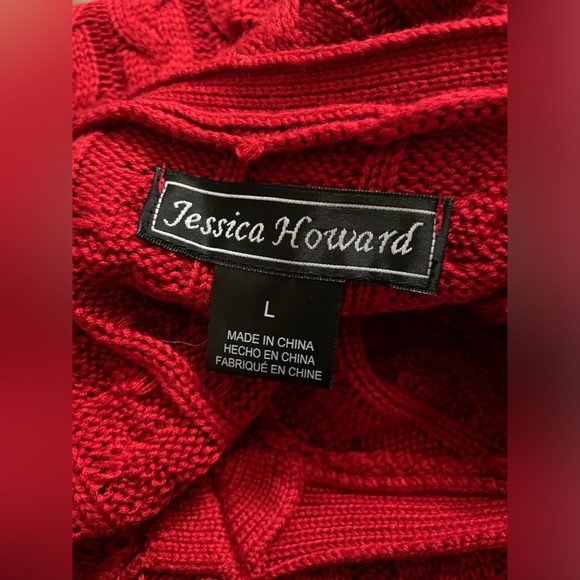 NWT Jessica Howard Red Flowie Sweater Dress Size L - Picture 8 of 8